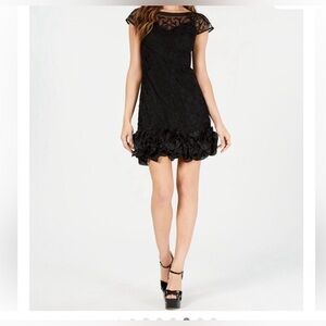 Guess Black lace dress with ruffles